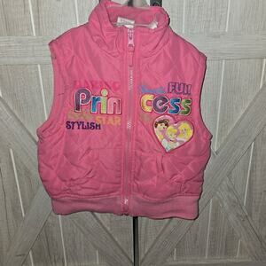 Disney Princess Pink Embroidered Puffer Vest Girls 5